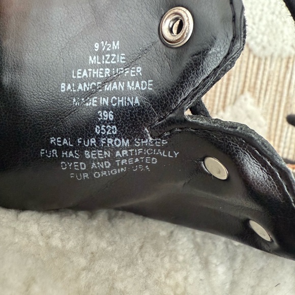 Marc Fisher LTD Izzie Shearling-Lined Leather Work Boots Black Size 9.5 - Picture 6 of 6